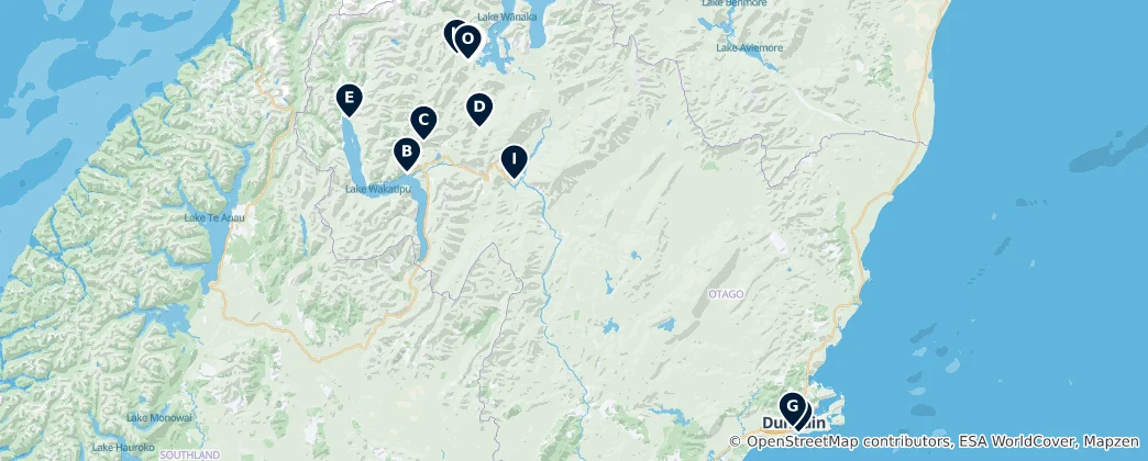 Map of Queenstown Recreation Highlights