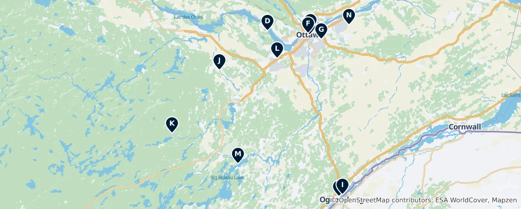 Mapa Ottawa's Finest Parks