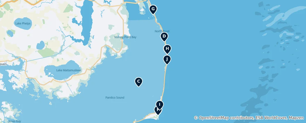 Mapa Outer Banks Essential Landmarks