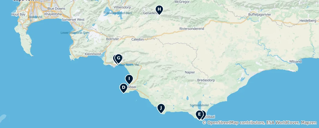 Mapa Best Overberg Viewpoints