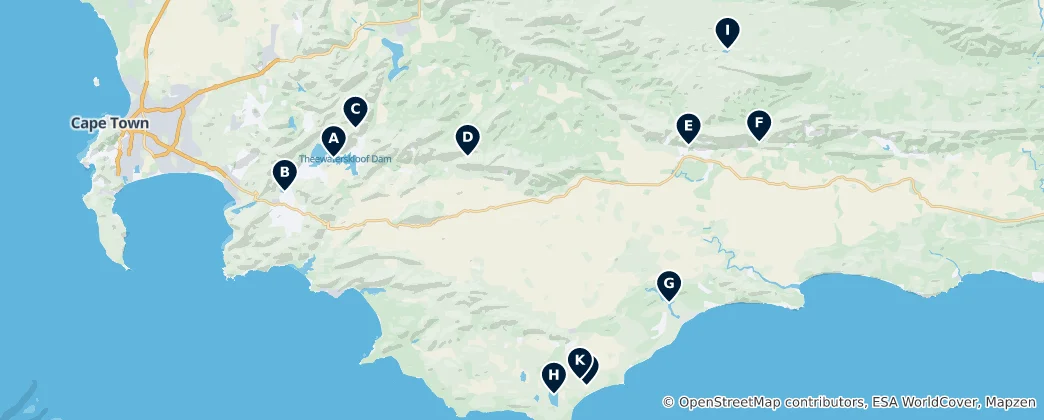 Map of Overberg Nature and Water