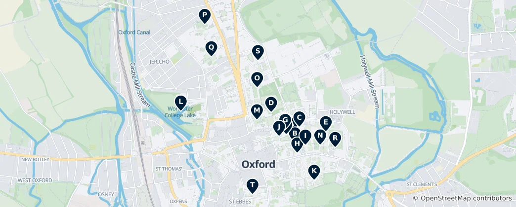 Carte de Historic Oxford Colleges & Libraries