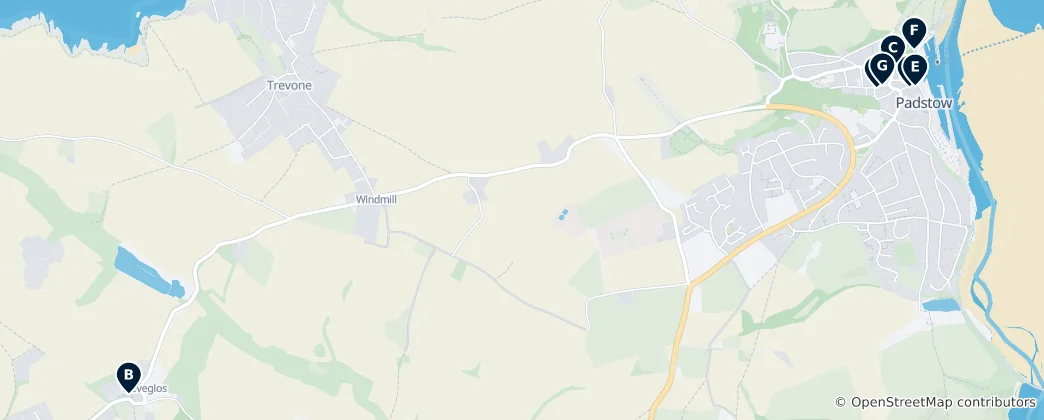 Mappa di Best Pubs in Padstow