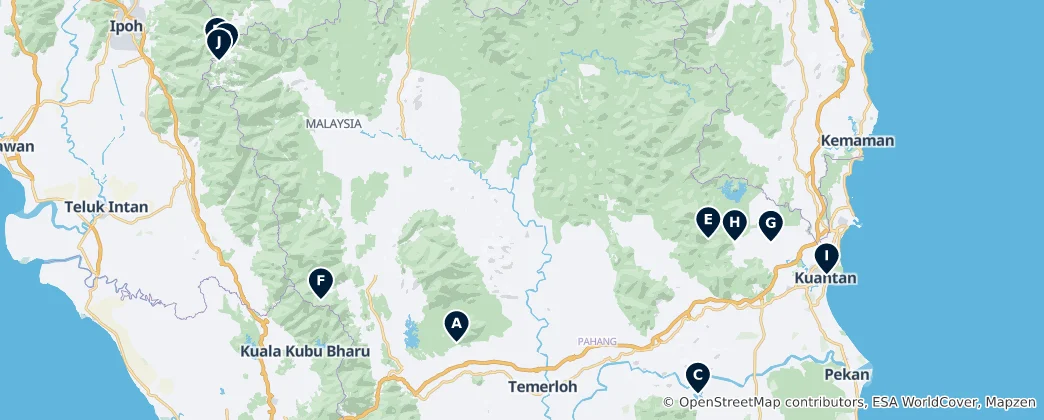 Mapa Hidden Gems of Pahang