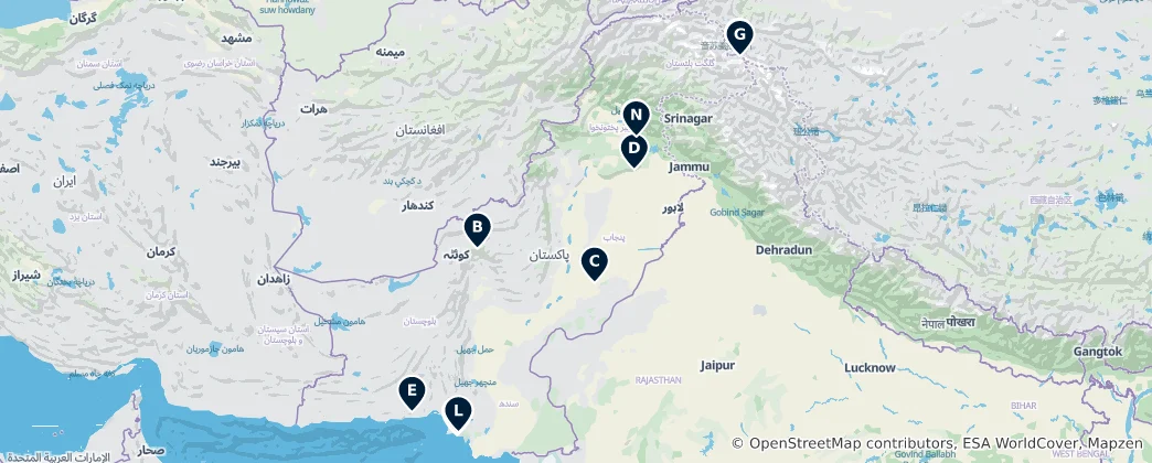 Karte von Pakistan's Essential Wonders