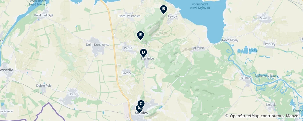 Map of Castles and Ruins of Pálava