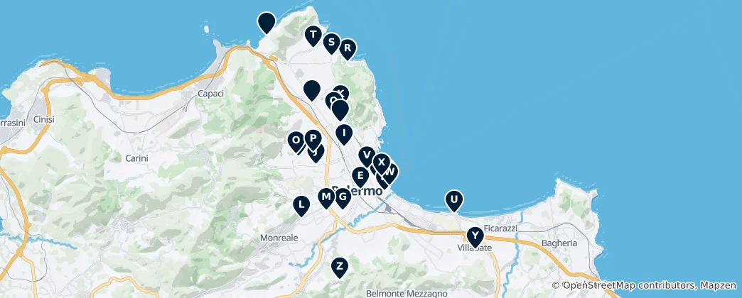 Mapa Palermo's Parks and Gardens