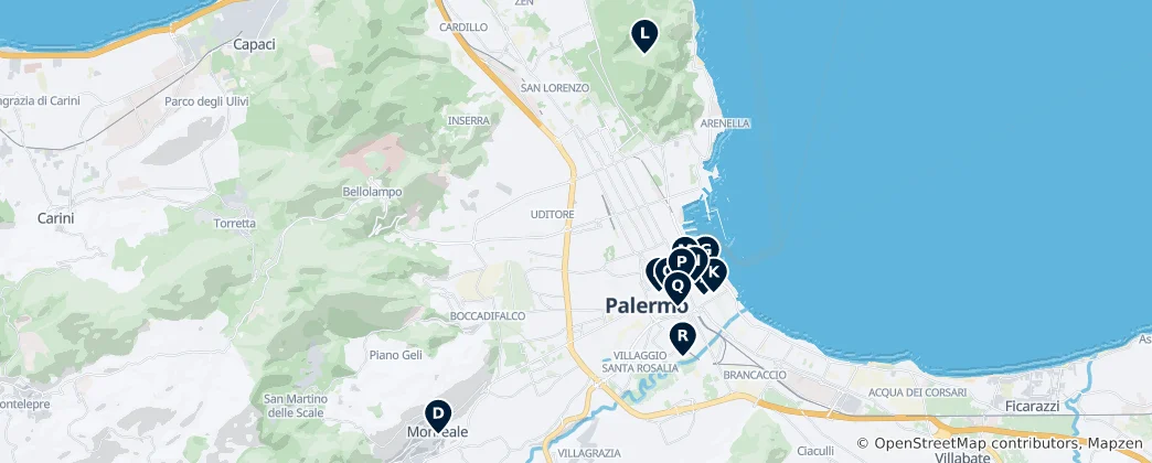 Karte von Palermo's Sacred Architecture