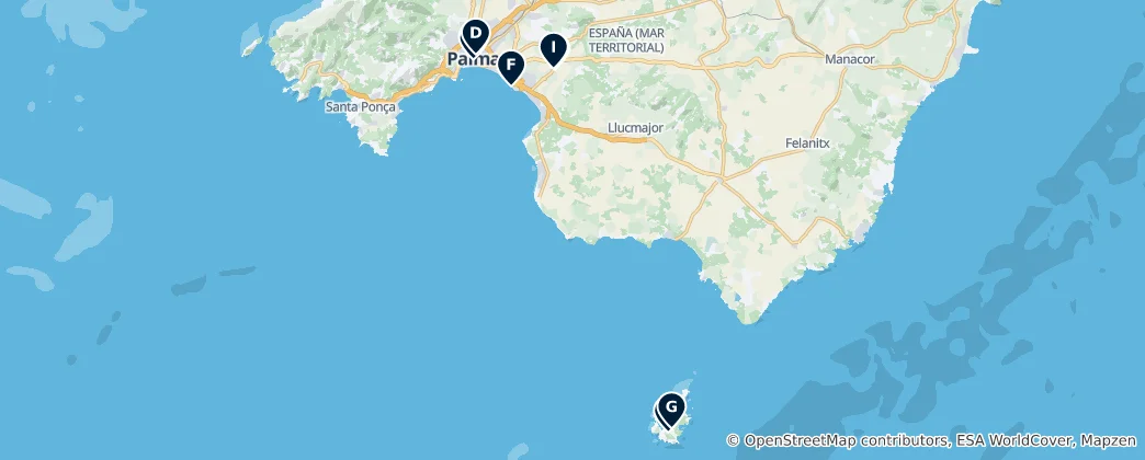 Mappa di Palma Squares and Landmarks