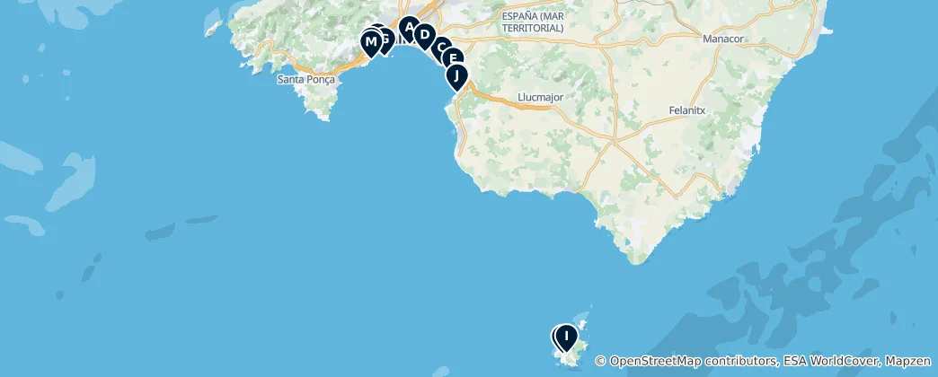 Mappa di Palma's Best Sandy Beaches