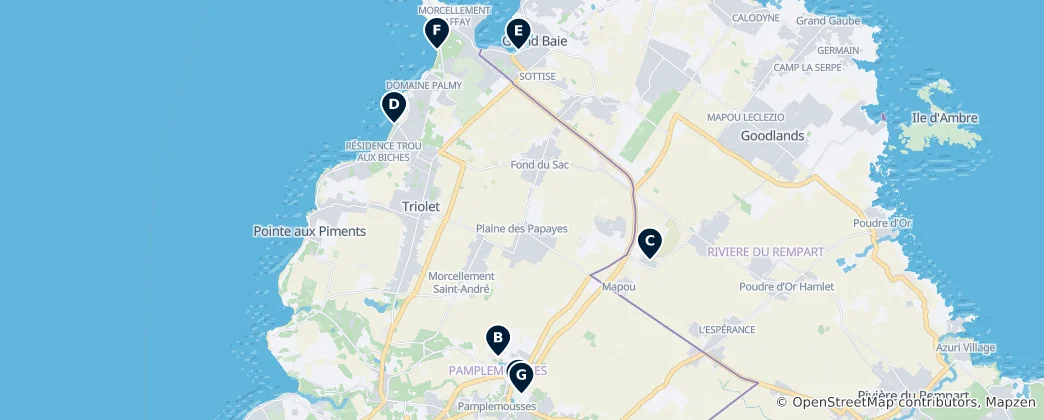 Mappa di Pamplemousses Must-Sees