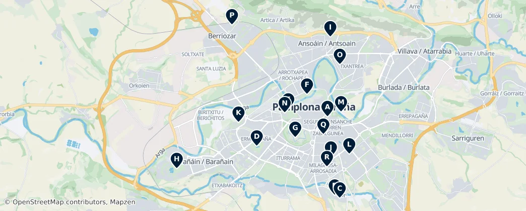 Mapa Pamplona Parks and Sports