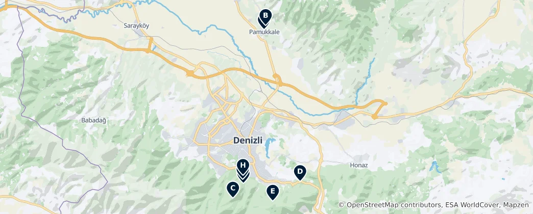 Mapa Hidden Gems of Pamukkale