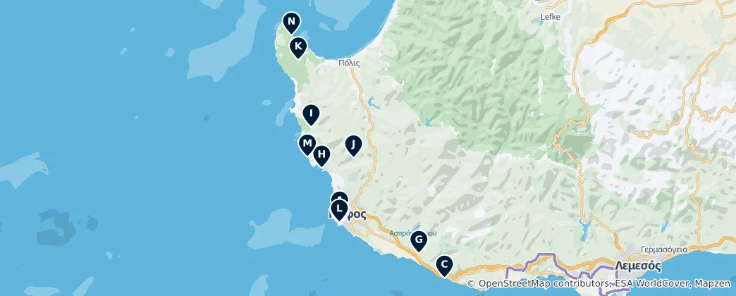 Map of Paphos Must-Sees