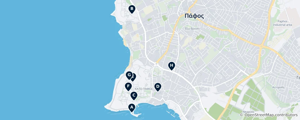 Mappa di Paphos Must-Sees