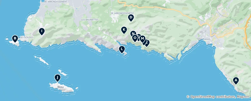Mapa Climbing in the Calanques