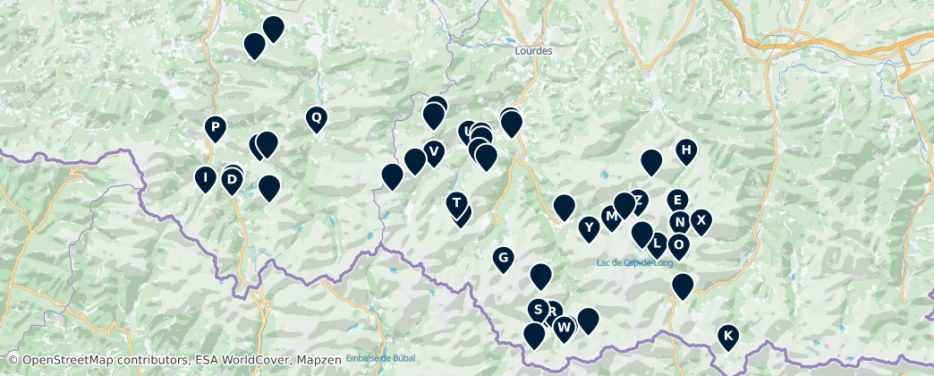 Karte von Alpine Huts and Shelters