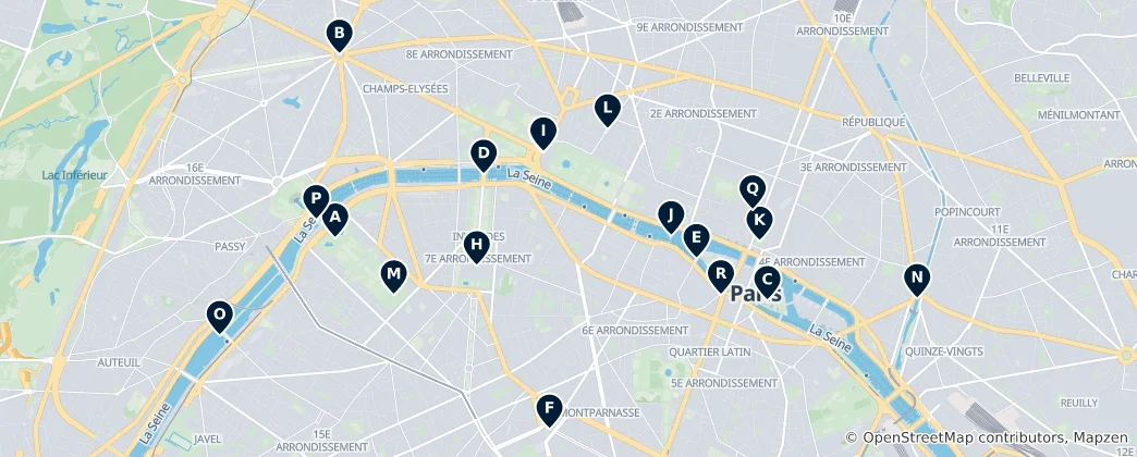 Térkép: Iconic Paris Landmarks