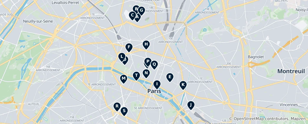 Карта Культовые рестораны Парижа