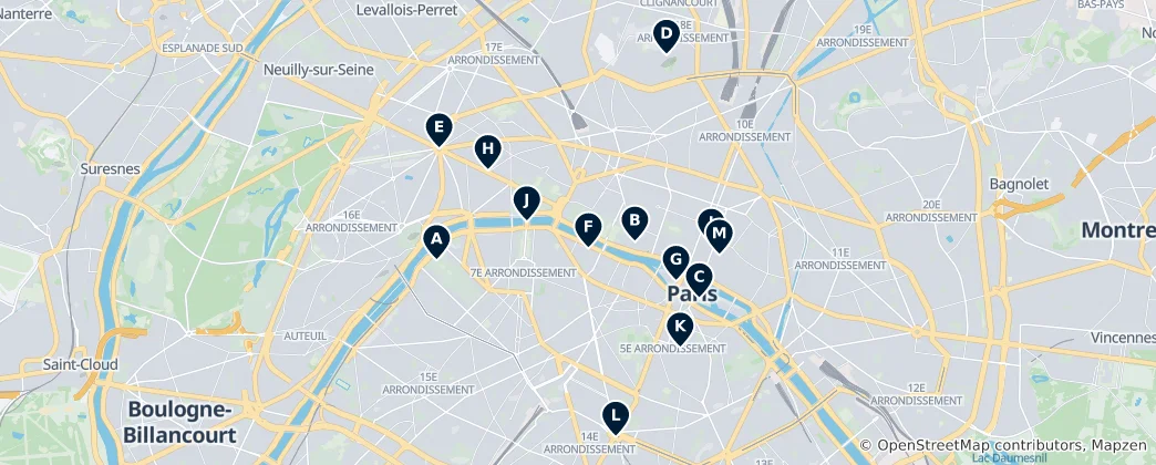 Mapa de Essenciais de Paris