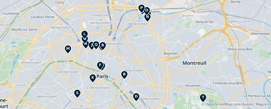 Mappa di Theatres and Cinemas