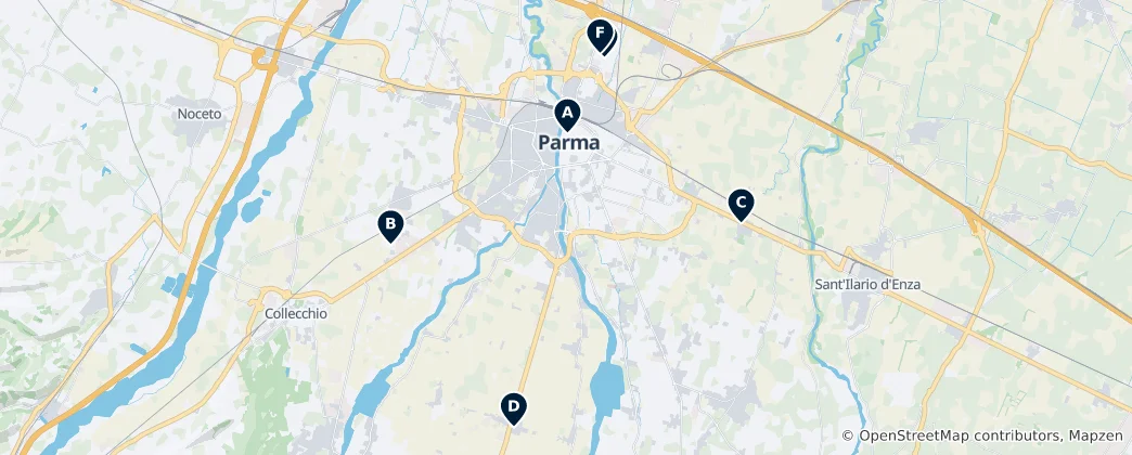 Mappa di Parma Parks and Gardens
