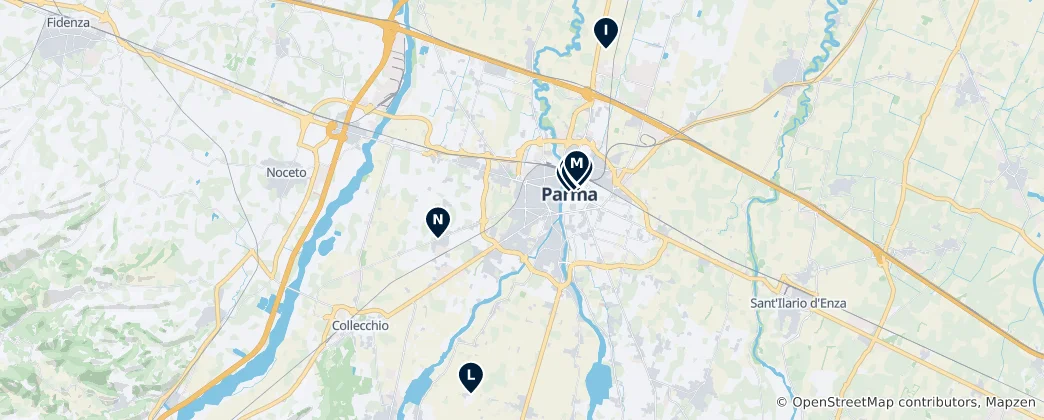 Kaart van Parma's Sacred Sites