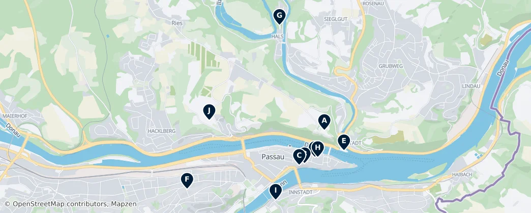 Historical Heritage of Passau — Mapa