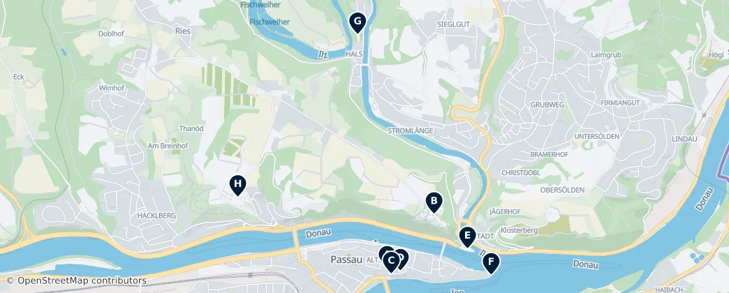 Passau's Must-See Landmarks — Mapa