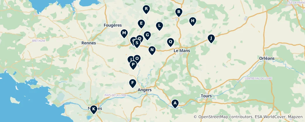Map of Loire Valley Castles and Manors