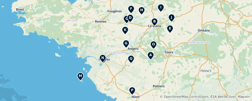 Map of Pays de la Loire's Essential Treasures