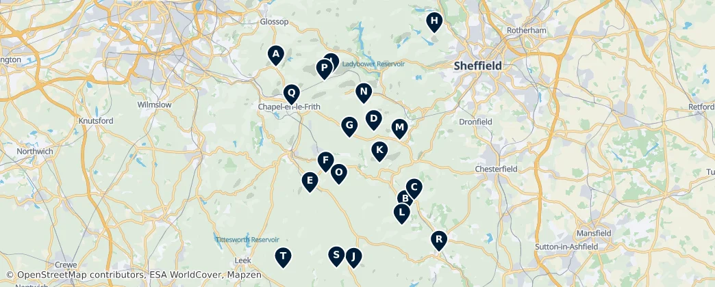 Map of Peak District Churches & Chapels