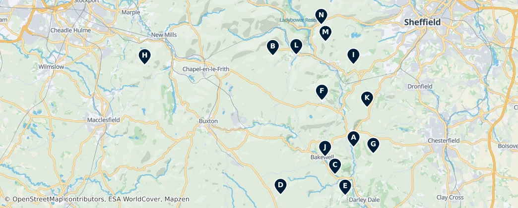 Map of Peak District Heritage Sites