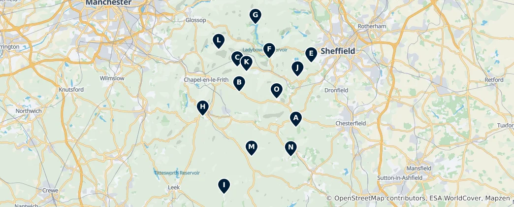 Mapa de Peak District National Park: The Absolute Essentials