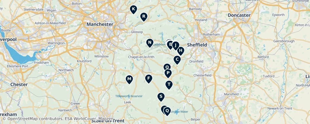 Map of Peak District Outdoor Adventures