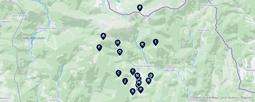 Mapa De Alpine Huts and Chalets