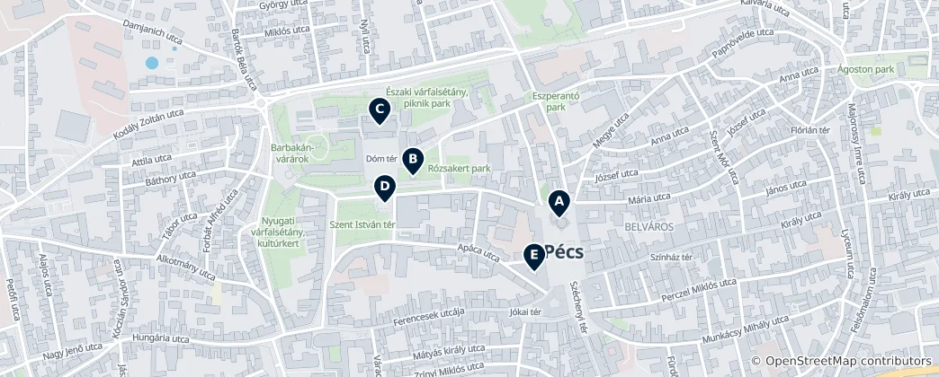 Map of Historic Sites of Pécs