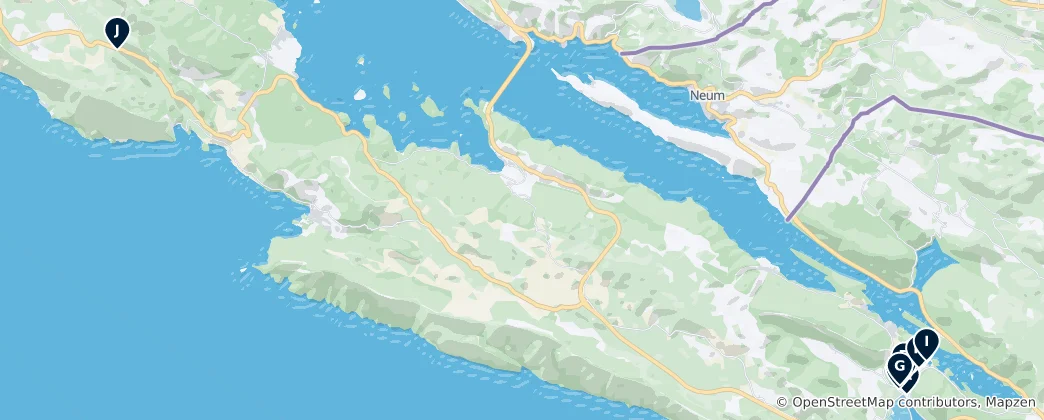 Map of Pelješac Historical Sites