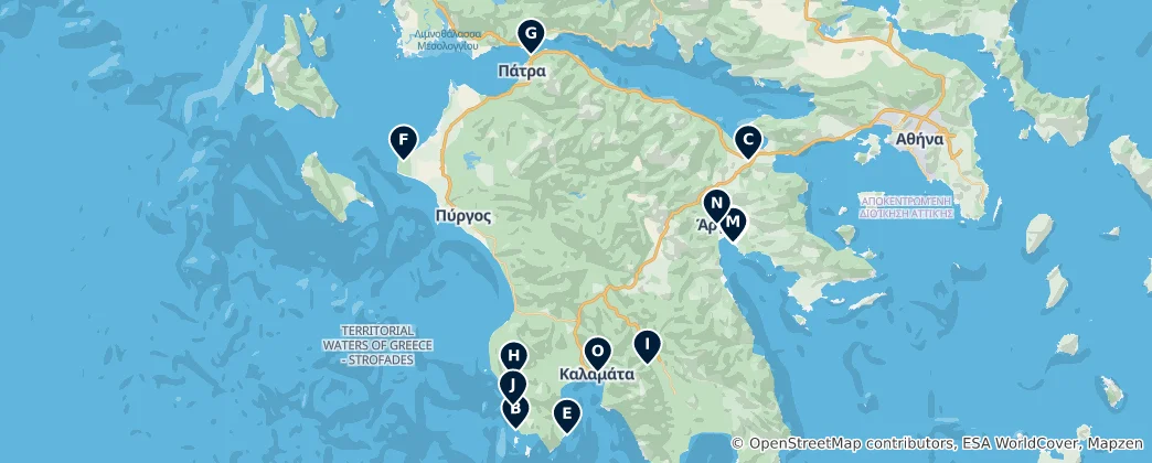 Carte de Greek Castles and Fortifications