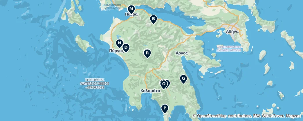 Mapa de Sacred Sites of Greece