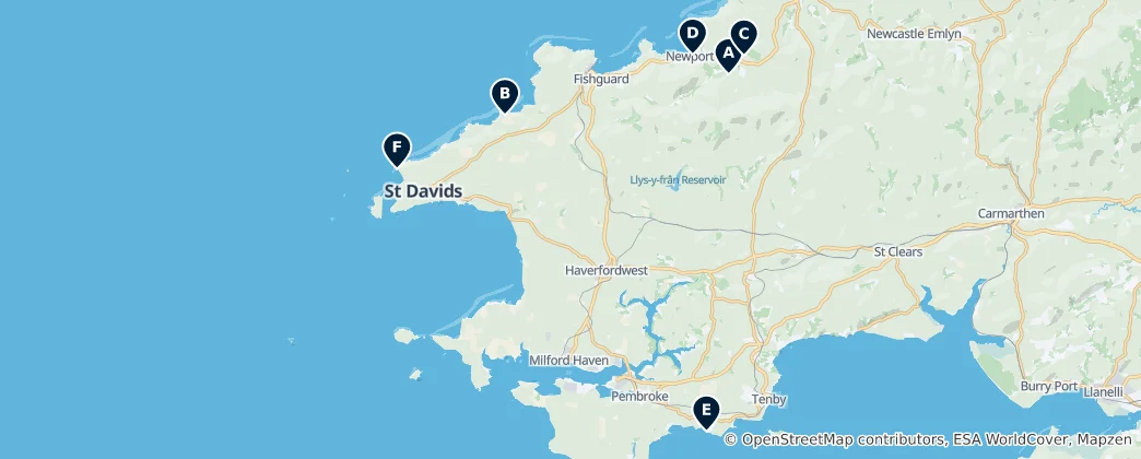 Mapa de Ancient Sites in Pembrokeshire