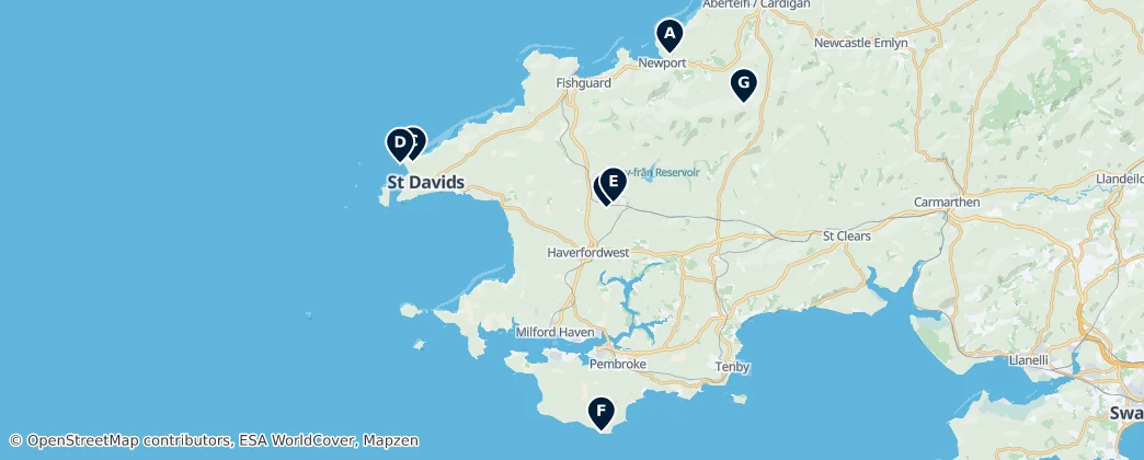 Mapa Nature and Outdoors in Pembrokeshire