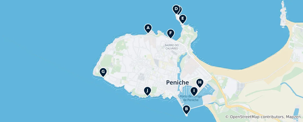 Karte von Fishing Spots in Peniche