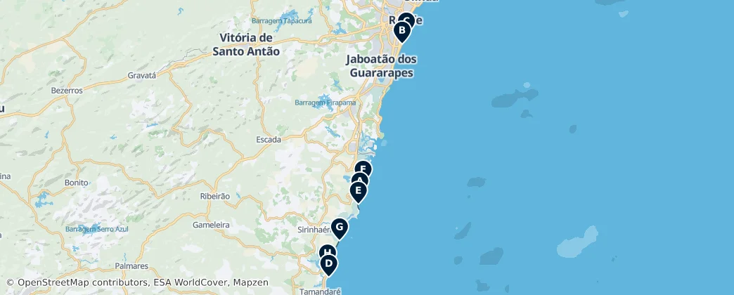 Best Beaches in Pernambuco — Карта