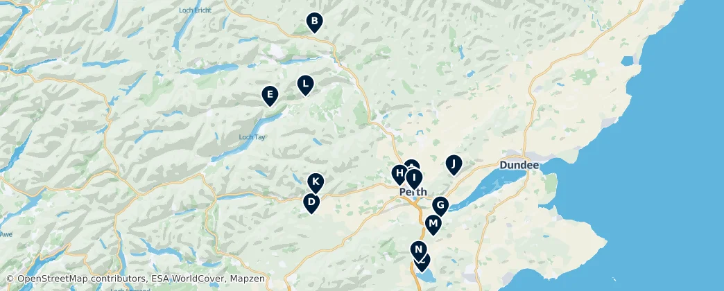 Map of Historic Sites of Perth & Kinross