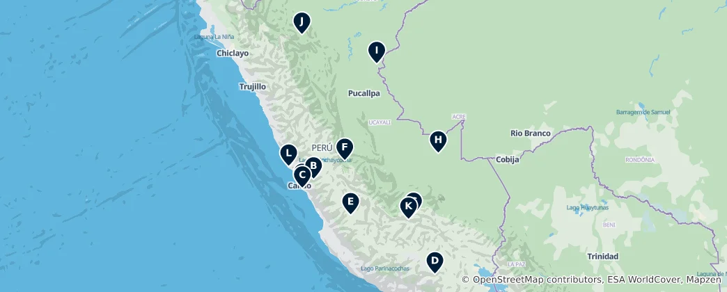 Peru's Natural Parks and Viewpoints Haritası