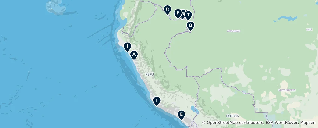 Peruvian Coastal and River Beaches Haritası