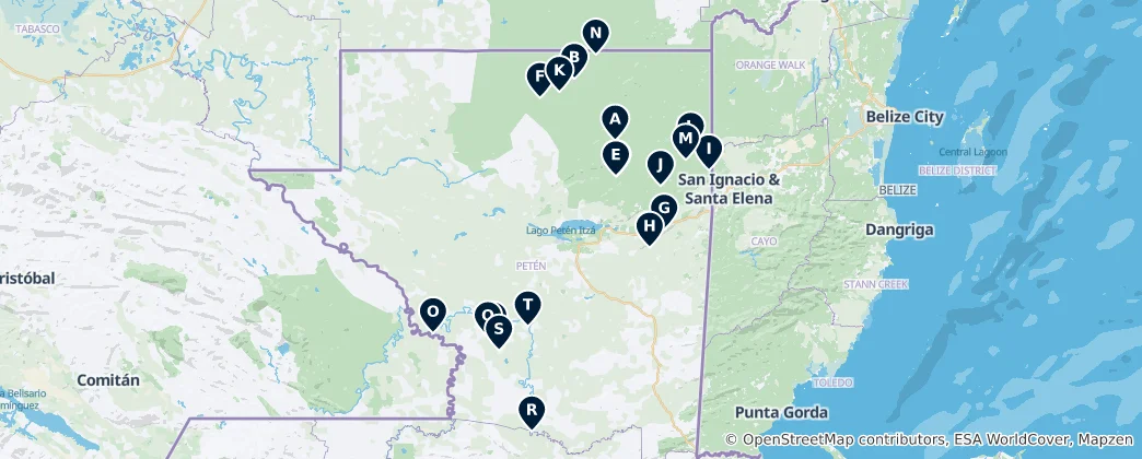 Map of Guatemalan Maya Archaeological Sites