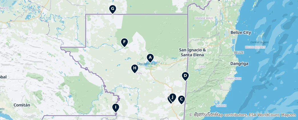 Mapa Guatemala's Natural Wonders