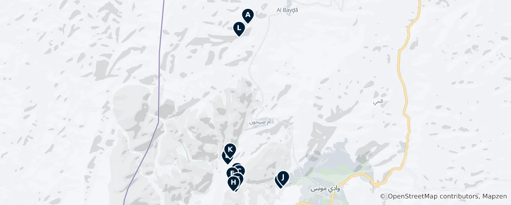 Map of Ancient Petra Archaeological Sites